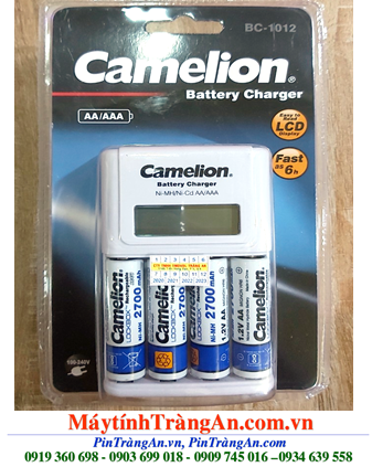 Bộ sạc pin AA có màn hình LCD Camelion BC-1012 kèm sẳn 4 pin sạc Camelion AA2700mAh Lockbox 1.2v 